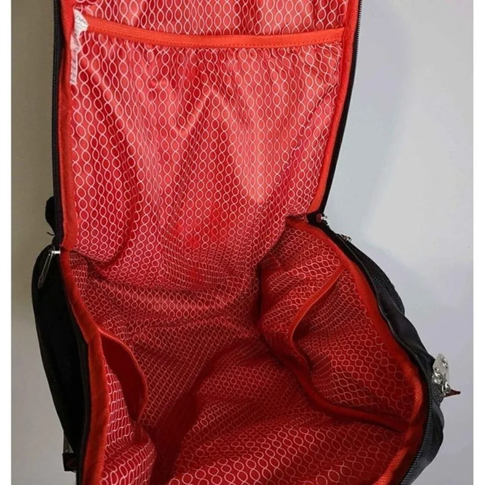 Fisher-Price Kaden Backpack Diaper Bag Black/Red Multiple Pockets Fastfi…